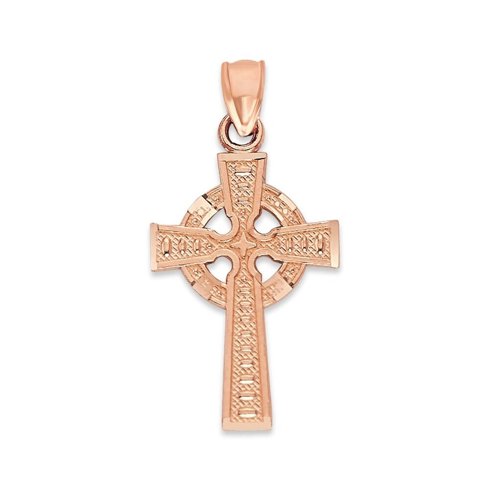 Solid 10k Rose Gold Celtic Cross - Religious Jewelry Gifts for Women